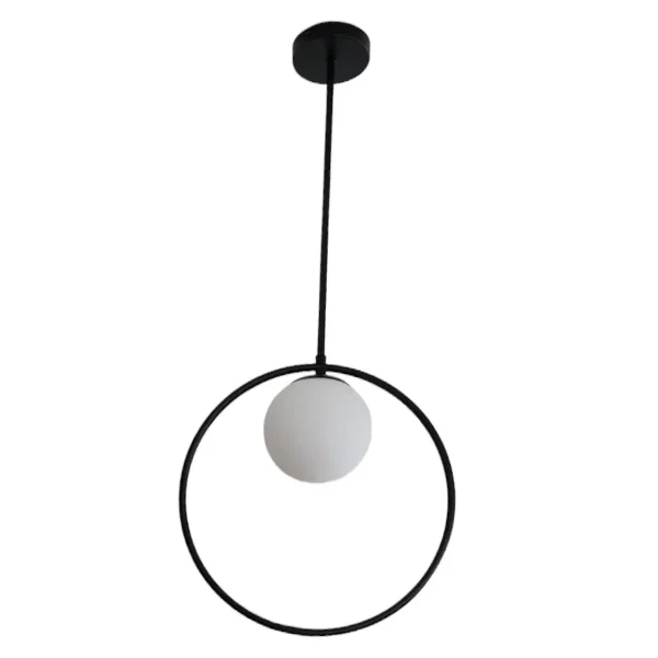 Κρεμαστό φωτιστικό οροφής μονό με 1 λάμπα Ε27 σχήμα κύκλος C10 σε μαύρο χρώμα Serenity 6