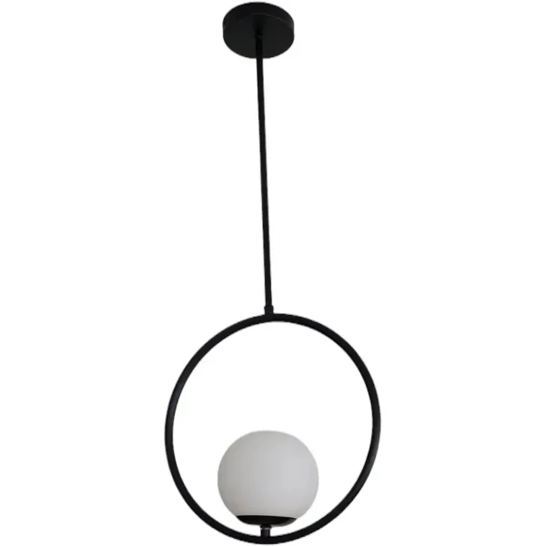 Κρεμαστό φωτιστικό οροφής μονό με 1 λάμπα Ε27 σχήμα κύκλος C10 σε μαύρο χρώμα Serenity 7