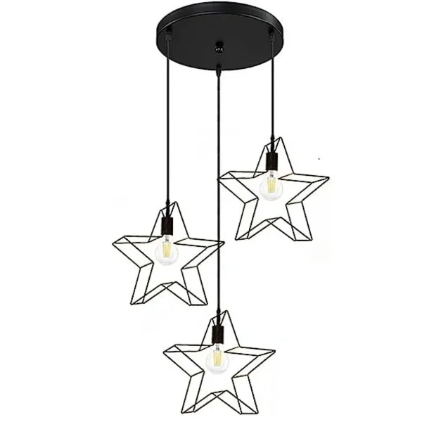 Τριπλό κρεμαστό φωτιστικό σχήματος αστέρι σε μαύρο χρώμα E27 C30 STAR5