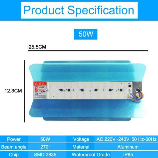 Εξωτερικός προβολέας 50W 3000K IP61 220v αντι-κεραυνικός (4000V) χωρίς βάση - Image 2