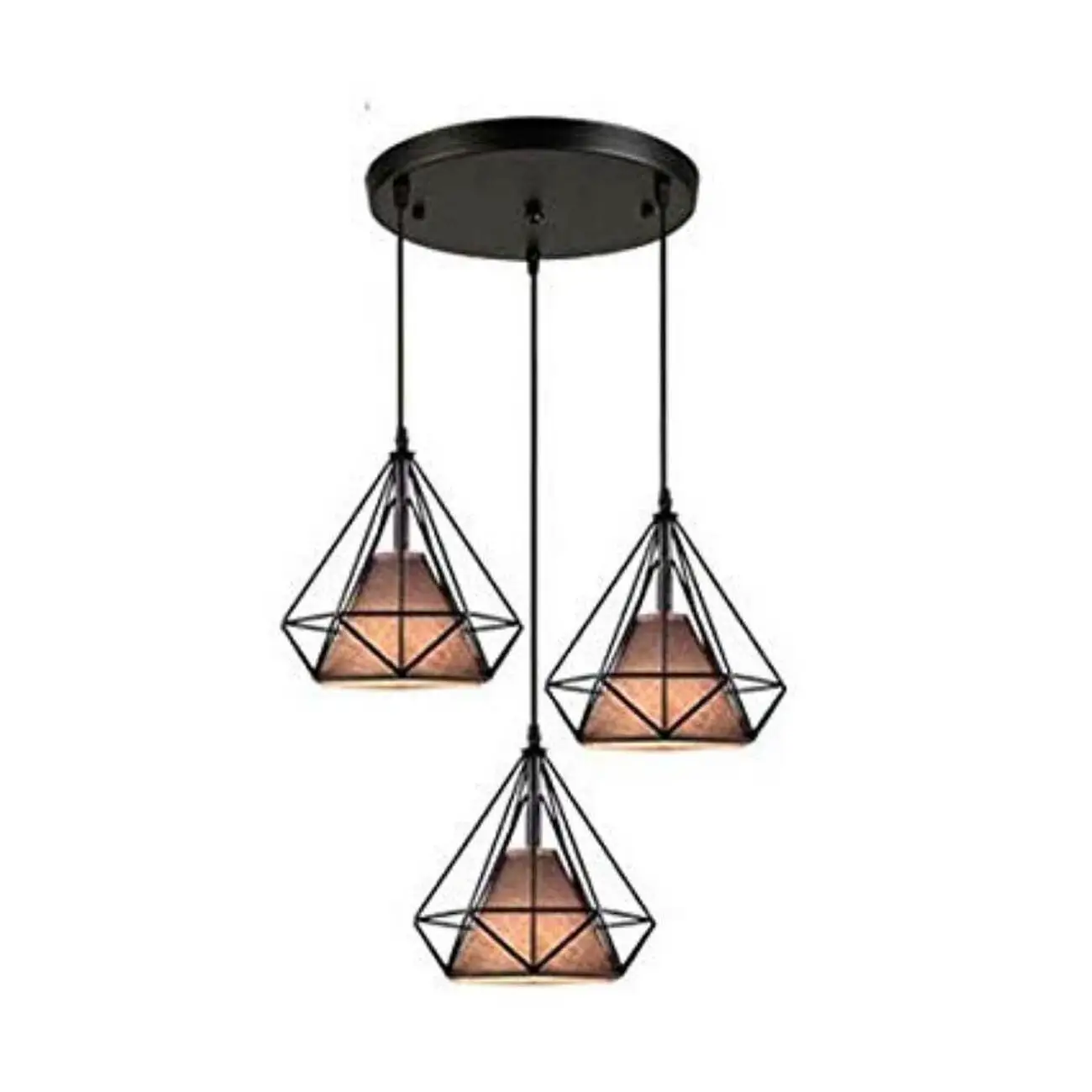 Κρεμαστό φωτιστικό οροφής τριπλό σε σχήμα διαμαντιού 28cm με καφέ κάλυμμα E27 C30 CICLIO3B280 Nitorio 24