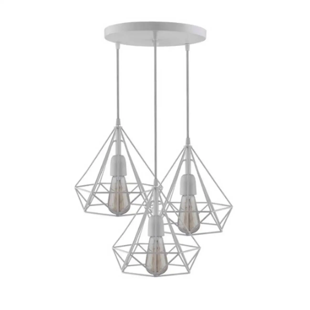 Κρεμαστό φωτιστικό οροφής τριπλό σε σχήμα διαμαντιού σε λευκό χρώμα 20cm C30 CICLIOW3200 Nitorio 38
