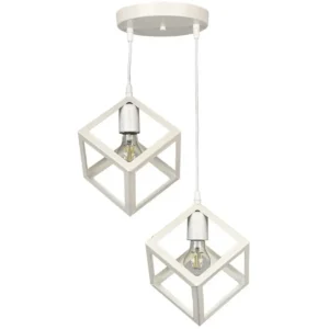 Κρεμαστό φωτιστικό οροφής διπλό λευκό τετράγωνο ρόμβος E27 C30 CUBIO 38