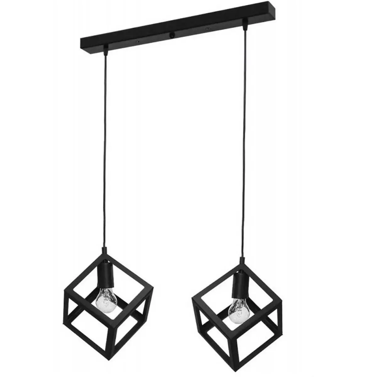 Κρεμαστό φωτιστικό οροφής διπλό τετράγωνο - ρόμβος σε μαύρο χρώμα Ε27 R80 CUBIO 16