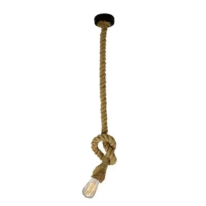 Κρεμαστό φωτιστικό οροφής μονό με σκοινί σε φυσικό χρώμα E27 1m C10 ROP 1