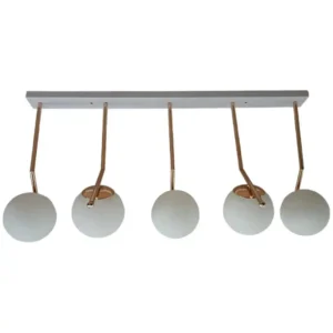 Κρεμαστό φωτιστικό οροφής πολύφωτο με 5 λάμπες G9 σε λευκό χρώμα με χρυσά γυαλιστερά μπράτσα Serenity 46