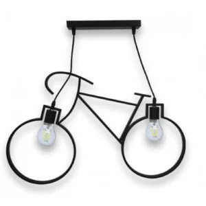 Κρεμαστό φωτιστικό οροφής σχήμα ποδήλατο με ευθεία ροζέτα σε μαύρο χρώμα E27 BIKEB R50