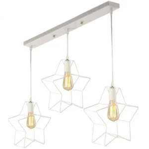 Κρεμαστό φωτιστικό οροφής τριπλό σχήματος αστέρι Ε27 σε λευκό χρώμα R50 STAR7