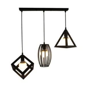 Κρεμαστό φωτιστικό οροφής τριπλό με γεωμετρικά σχήματα μαύρο E27 R50 RICO2
