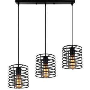 Κρεμαστό φωτιστικό οροφής τριπλό με κυλίνδρους σε μαύρο χρώμα Ε27 R80 Cylindro 11