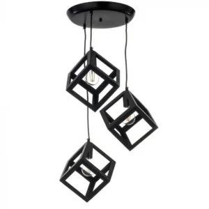Κρεμαστό φωτιστικό οροφής τριπλό σε μαύρο χρώμα Τετράγωνο ρόμβος E27 C30 CUBIO 2