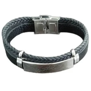 Μοντέρνο ανδρικό βραχιόλι σε μαύρο χρώμα από ανοξείδωτο μέταλλο stainless steel AST12