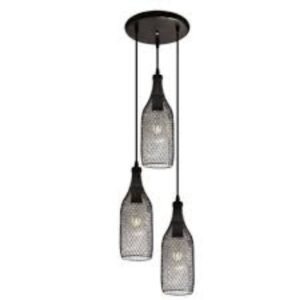 Κρεμαστό φωτιστικό οροφής τριπλό στρογγυλό σε σχήμα μπουκάλι σε μαύρο χρώμα C30 Botelia3