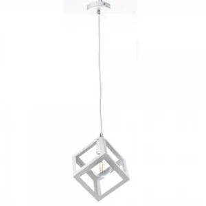 Κρεμαστό φωτιστικό οροφής λευκό μονό τετράγωνο ρόμβος Ε27 C10 CUBIO 8