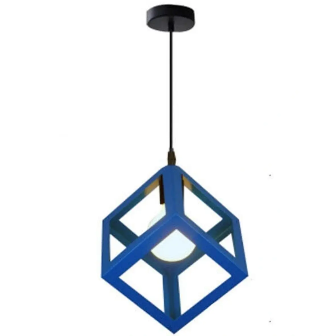 Κρεμαστό φωτιστικό οροφής μπλε μονό τετράγωνο ρόμβος Ε27 C10 CUBIO 20