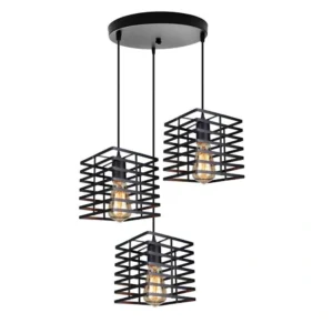 Κρεμαστό φωτιστικό οροφής τριπλό κύβος μεταλλικό πλέγμα σε μαύρο χρώμα κύβος C30 Ettagono 2