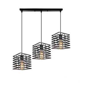 Κρεμαστό φωτιστικό οροφής τριπλό κύβος μεταλλικό πλέγμα σε μαύρο χρώμα κύβος R50 Ettagono 3