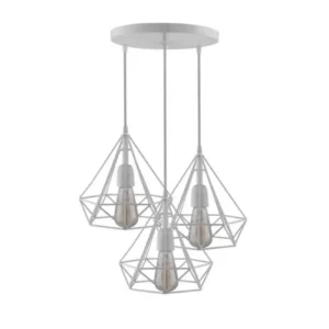 Κρεμαστό φωτιστικό οροφής τριπλό σε σχήμα διαμαντιού 25cm σε λευκό χρώμα 250mm Ε27 C30 CICLIOW3250 Nitorio 37