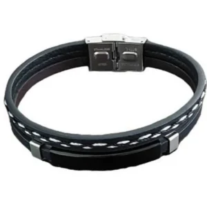 Μοντέρνο ανδρικό βραχιόλι σε μαύρο χρώμα από ανοξείδωτο μέταλλο stainless steel AST14