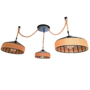 Φωτιστικό κρεμαστό οροφής τριπλό vintage με σκοινί E27 C30 40cm ROP 4